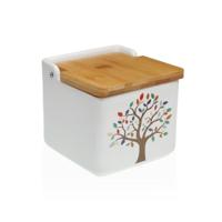 Zoutvaatje met deksel Versa Keramisch Boomstructuur 12,2 x 11,5 x 12,2 cm