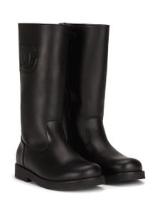 Dolce & Gabbana Kids bottines en cuir à logo DG - Noir