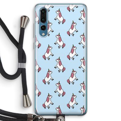 Eenhoorns overal: Huawei P20 Pro Transparant Hoesje met koord