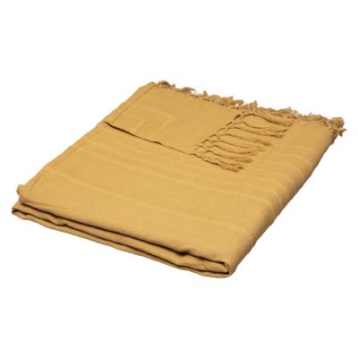 Atmosphera Plaid - oker geel - 230 x 250 cm - katoen - met franjes - kleed - dekentje