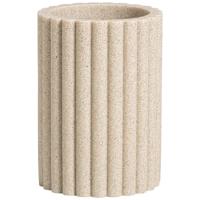 Leen Bakker - Tandenborstelhouder Nordic Beige - Polyresin - Beige#Taupe - 8.2x8.2x11.4 Cm