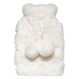 Superzachte fluffy pluche warmwaterkruik met hoes wit 280 ml