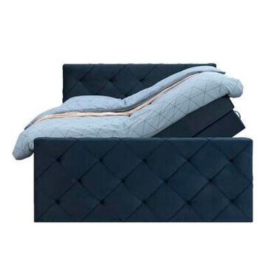 Boxspring met opbergruimte en voetbord Liv geruit - blauw - 180x200cm - Leen Bakker