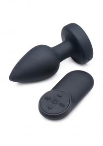 Silicone Vibrating LED Plug - Small - Black