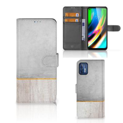 Motorola Moto G9 Plus | Book Style Case | Wood Concrete | Portemonnee hoesje