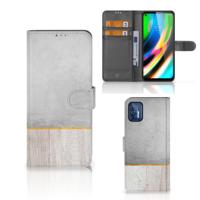 Motorola Moto G9 Plus | Book Style Case | Wood Concrete | Portemonnee hoesje