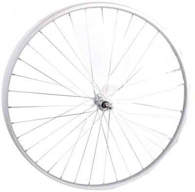 Hi-point Voorwiel 28x1 5/8x1 3/8. aluminium velg, zilver. uitval naaf