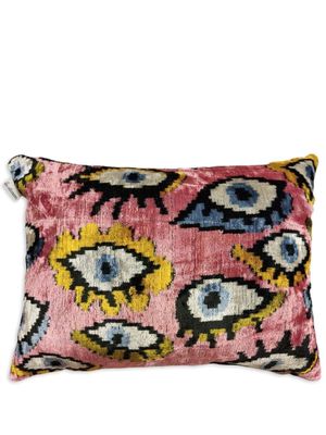 Les-Ottomans coussin en velours à motif œil - Rose
