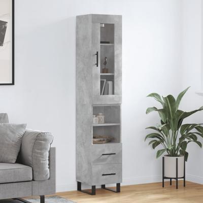 Hoge kast 34,5x34x180 cm bewerkt hout betongrijs