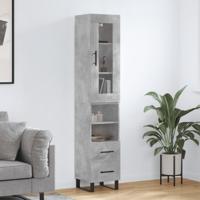 Hoge kast 34,5x34x180 cm bewerkt hout betongrijs