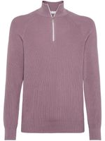 Brunello Cucinelli pull en coton à fermeture zippée - Violet