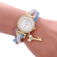 FULAIDA 3 stuks dames hangslot Multicolor armband quartz horloge met diamant (wit)