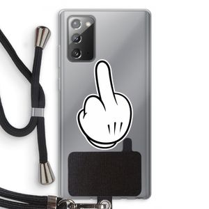 Middle finger black: Samsung Galaxy Note 20 / Note 20 5G Transparant Hoesje met koord
