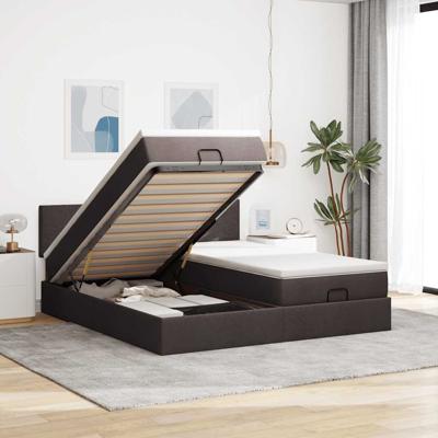 Ottoman bed met matrassen en LED's 180x200cm stof donkerbruin