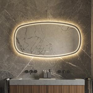 Hipp Design Phantom Deens ovale spiegel met verlichting en verwarming 120x70cm zwart