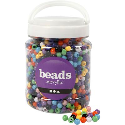 Creativ Company Pony kralen, d 8 mm, gatgrootte 4 mm, ca. 2280 stuk, diverse kleuren, 415 gr, 700 ml/ 1 doosje
