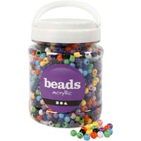 Creativ Company Pony kralen, d 8 mm, gatgrootte 4 mm, ca. 2280 stuk, diverse kleuren, 415 gr, 700 ml/ 1 doosje