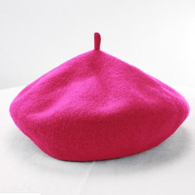 Vrouwen wol Vintage effen kleur Berets GLB (Rose rood)