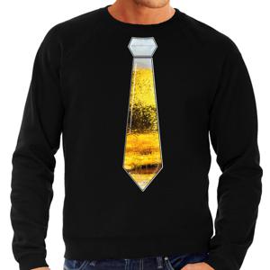 Apres ski sweater voor heren - bier stropdas - zwart - wintersport - snowboarden