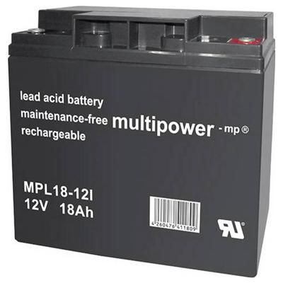 multipower MPL18-12 Loodaccu 12 V 18 Ah Loodvlies (AGM) (b x h x d) 181 x 167 x 76 mm M5-schroefaansluiting Onderhoudsvrij, Geringe zelfontlading