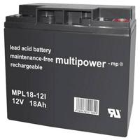 multipower MPL18-12 Loodaccu 12 V 18 Ah Loodvlies (AGM) (b x h x d) 181 x 167 x 76 mm M5-schroefaansluiting Onderhoudsvrij, Geringe zelfontlading