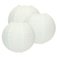 Luxe bol feest lampion - Pakket van 8x stuks - wit - dia 25 cm - papier