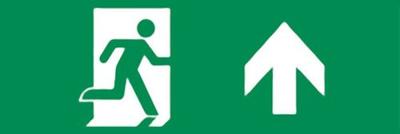 Noodverlichting richting Pijl Omhoog / Rechtdoor 300x100mm - Sticker
