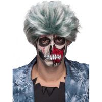 Grijze zombie halloween verkleed pruik voor heren - thumbnail