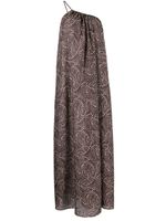 Matteau robe longue asymétrique à fleurs - Marron