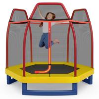 223cm Trampoline voor Kinderen met Veiligheidsnet en Springkussen Buiten Binnen Recreatieve Trampoline voor Jongens Meisjes