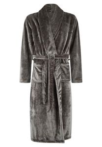 Badrock Grijze unisex fleecebadjas met naam borduren - lang model