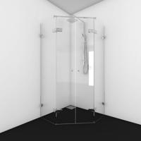 Douchecabine Van Rijn Products Vijfhoek Helder Glas Met Dubbele Deur 200x100 cm Ronde Knop van Rijn