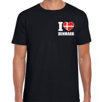 I love Denmark t-shirt Denemarken zwart op borst voor heren