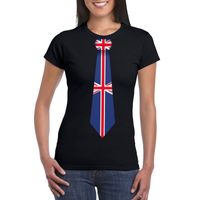 Zwart t-shirt met Engeland vlag stropdas dames