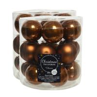 Kleine kerstballen - 54x st - kaneel bruin - D4 cm - glas - kerstversiering