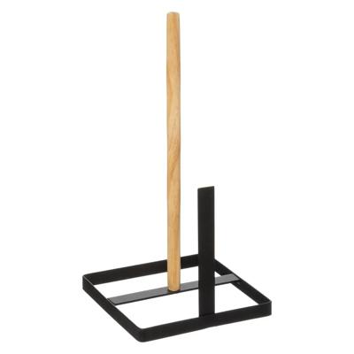 Keukenrolhouder Masterplan - ijzer/hout - 15 x 30 cm - zwart