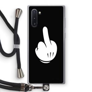 Middle finger black: Samsung Galaxy Note 10 Transparant Hoesje met koord