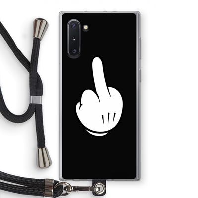 Middle finger black: Samsung Galaxy Note 10 Transparant Hoesje met koord