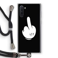 Middle finger black: Samsung Galaxy Note 10 Transparant Hoesje met koord