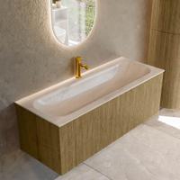 Badmeubel Mondiaz Kurve-Dlux | 120 cm | Meubelkleur Dusk | Wastafelkleur Meli | Solid surface | Wasbak midden spoelbak | 1 kraangat