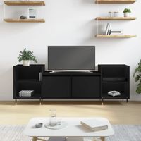 Tv-meubel 160x35x55 cm bewerkt hout zwart - thumbnail