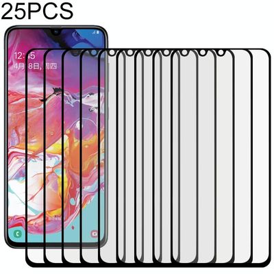 Voor Samsung Galaxy A70 25 PCS Full Glue Full Screen Tempered Glass Film (Zwart)