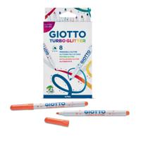 Giotto Turbo glitter viltstiften, kartonnen etui met 8 stuks, pastel kleuren