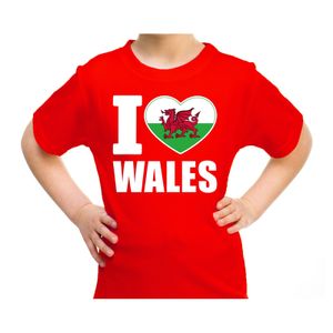 I love Wales t-shirt Verenigd Koninkrijk rood voor kids