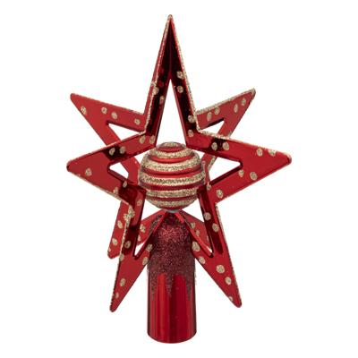 Kerstboom piek - ster - rood/goud - H27 cm - kunststof - kerstboompiek Kerstboom piek - ster - rood/goud - H27 cm - kunststof - kerstboompiek