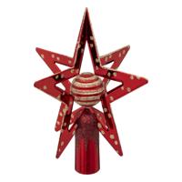 Kerstboom piek - ster - rood/goud - H27 cm - kunststof - kerstboompiek
