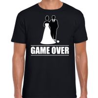 Vrijgezellen feest t-shirt voor heren - Game Over - zwart - bachelor party/bruiloft - thumbnail