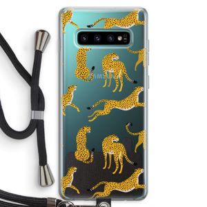 Luipaard: Samsung Galaxy S10 Plus Transparant Hoesje met koord