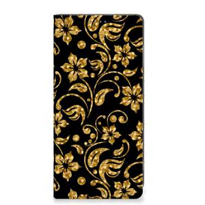 Motorola Moto G24 | G04 | G24 Power Smart Cover Gouden Bloemen