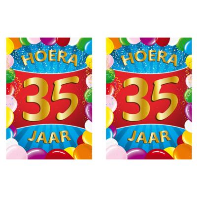 Verjaardag deurposter - 2x - 35 jaar - multi - 59 x 84 cm - leeftijd feestartikelen Verjaardag deurposter - 2x - 35 jaar - multi - 59 x 84 cm - leeftijd feestartikelen